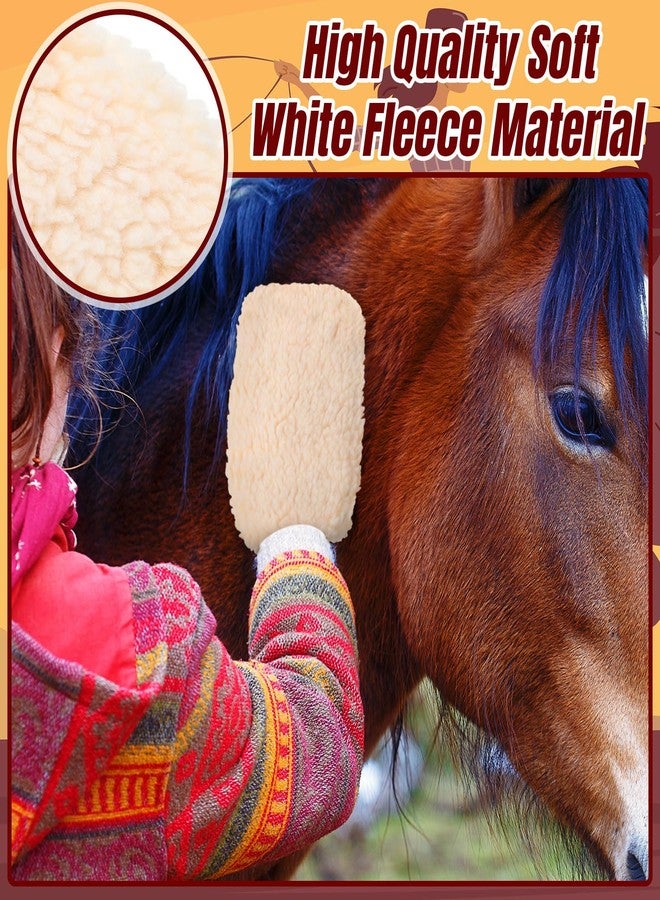 Sunnymove Fleece Applicator Wipe Mitt for Horses Lambskin Wool Grooming Mitts for Tack Cleaning Glove Soft White Mitts for Horse Bathing, Spreading Hair Treatments, Leather Care or Sensitive Horses and Dogs - Image 5